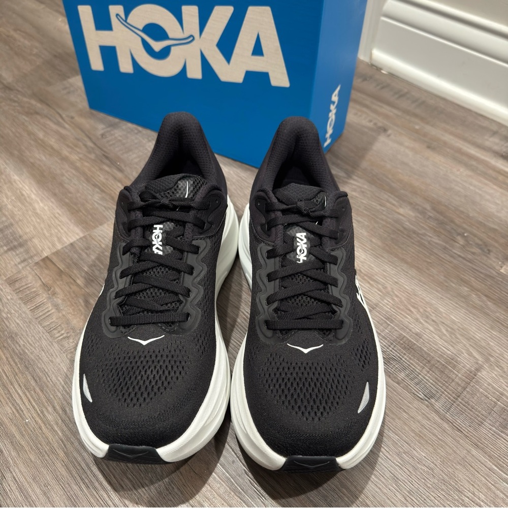Hoka One One Bondi 9 Black White Running Sneakers - Picture 5 of 14